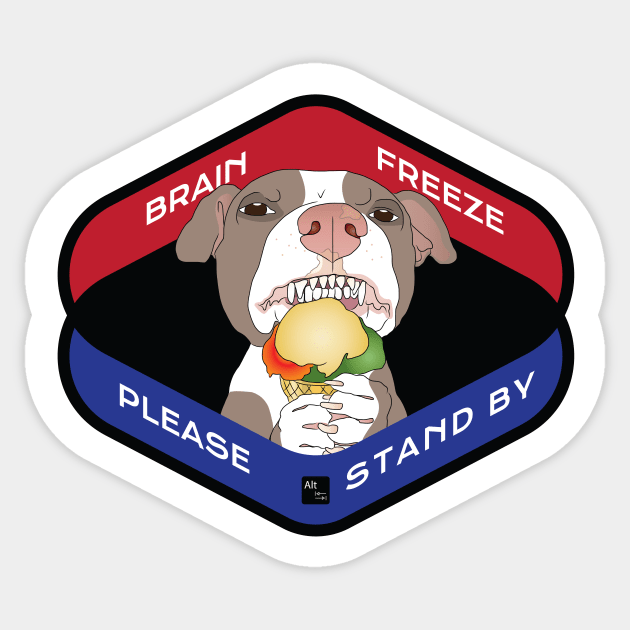 Brain Freeze Pittie Sticker by AltTabStudio